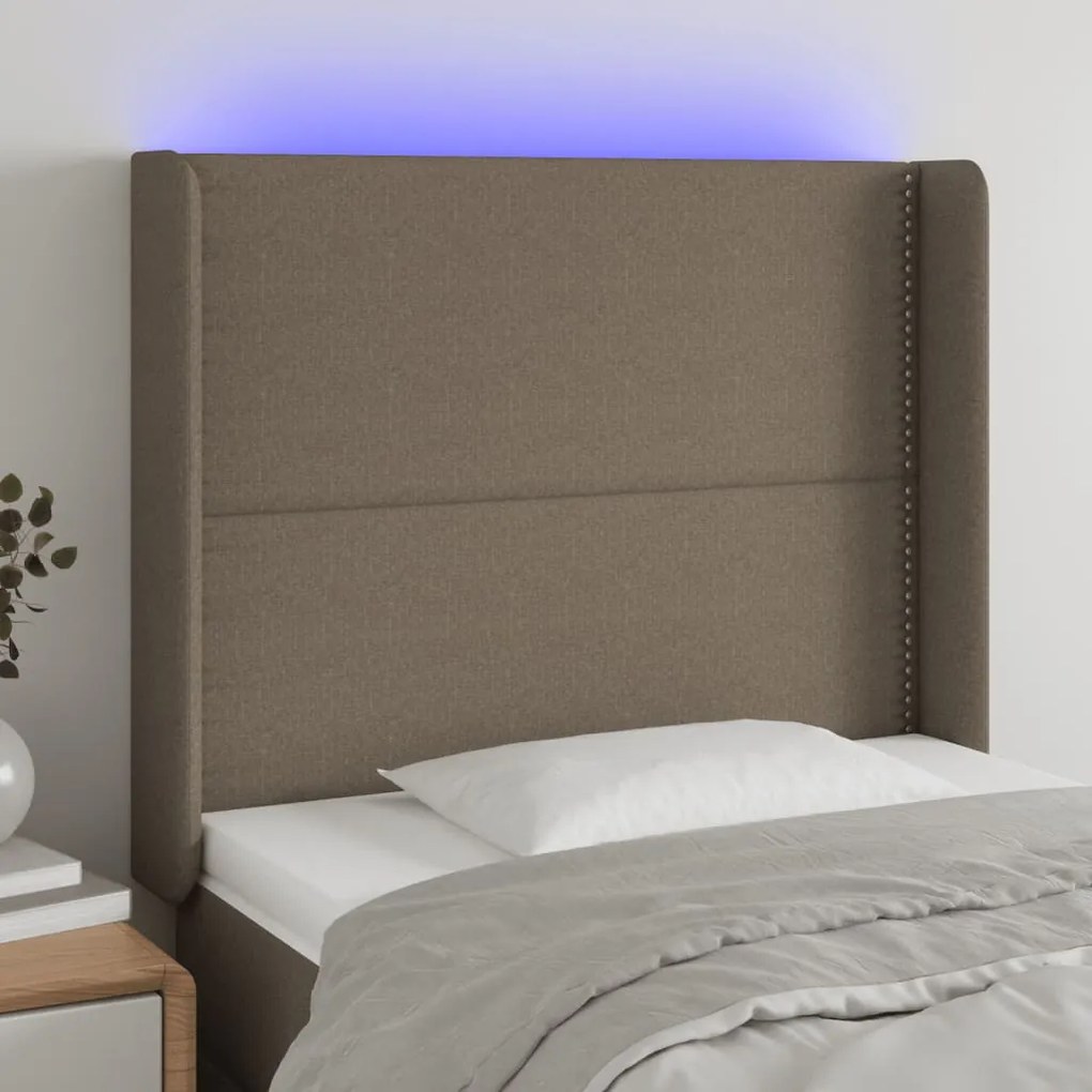 Testiera A Led Tortora 93x16x118/128 Cm İn Tessuto /