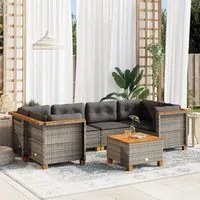 Set Divani da Giardino 7 pz con Cuscini Grigio in Polyrattan 3261744