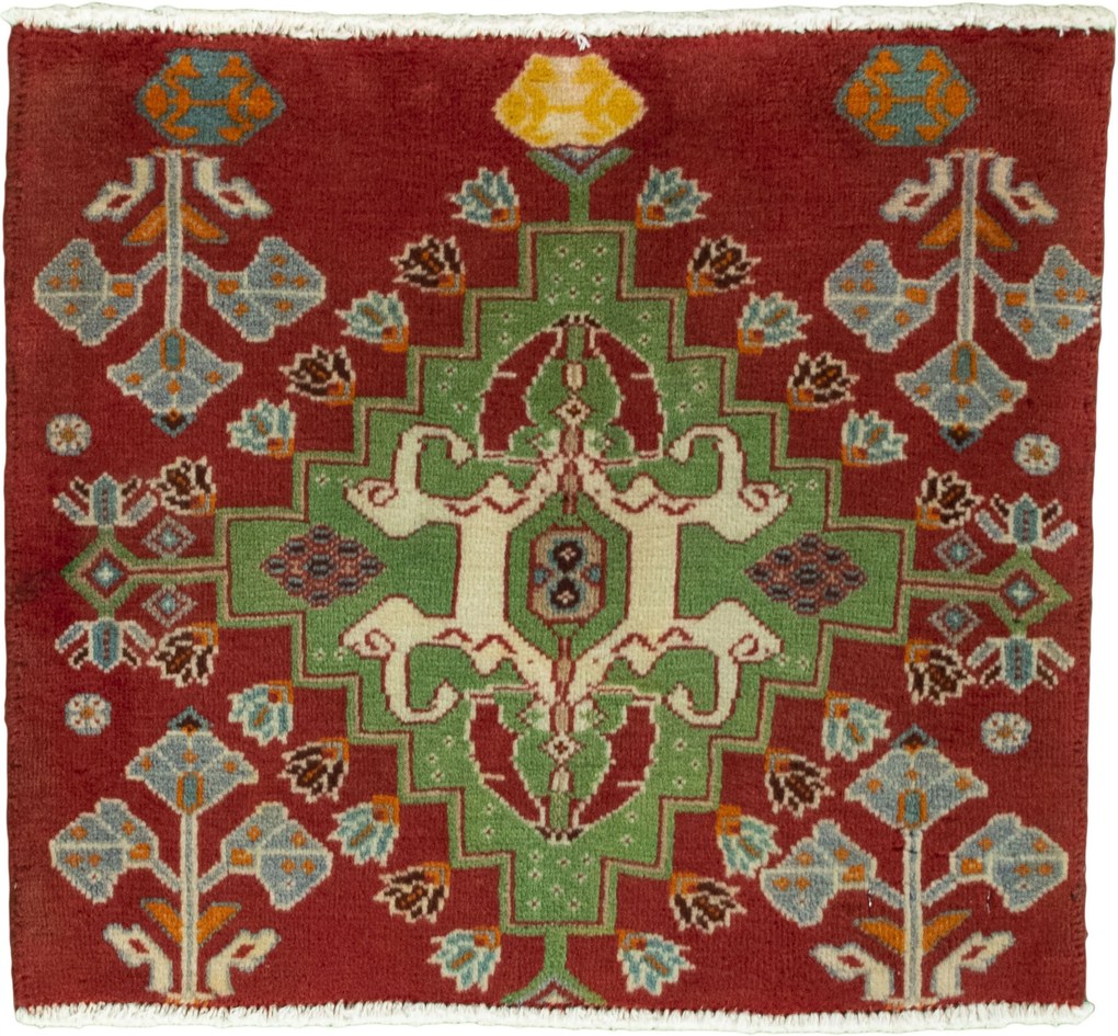 Shiraz Tappeto 50x50 Rosso (Iran) Annodato A Mano