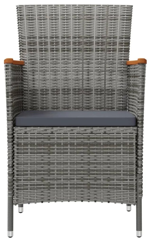 Sedie da pranzo per giardino 2 pz in polyrattan grigio