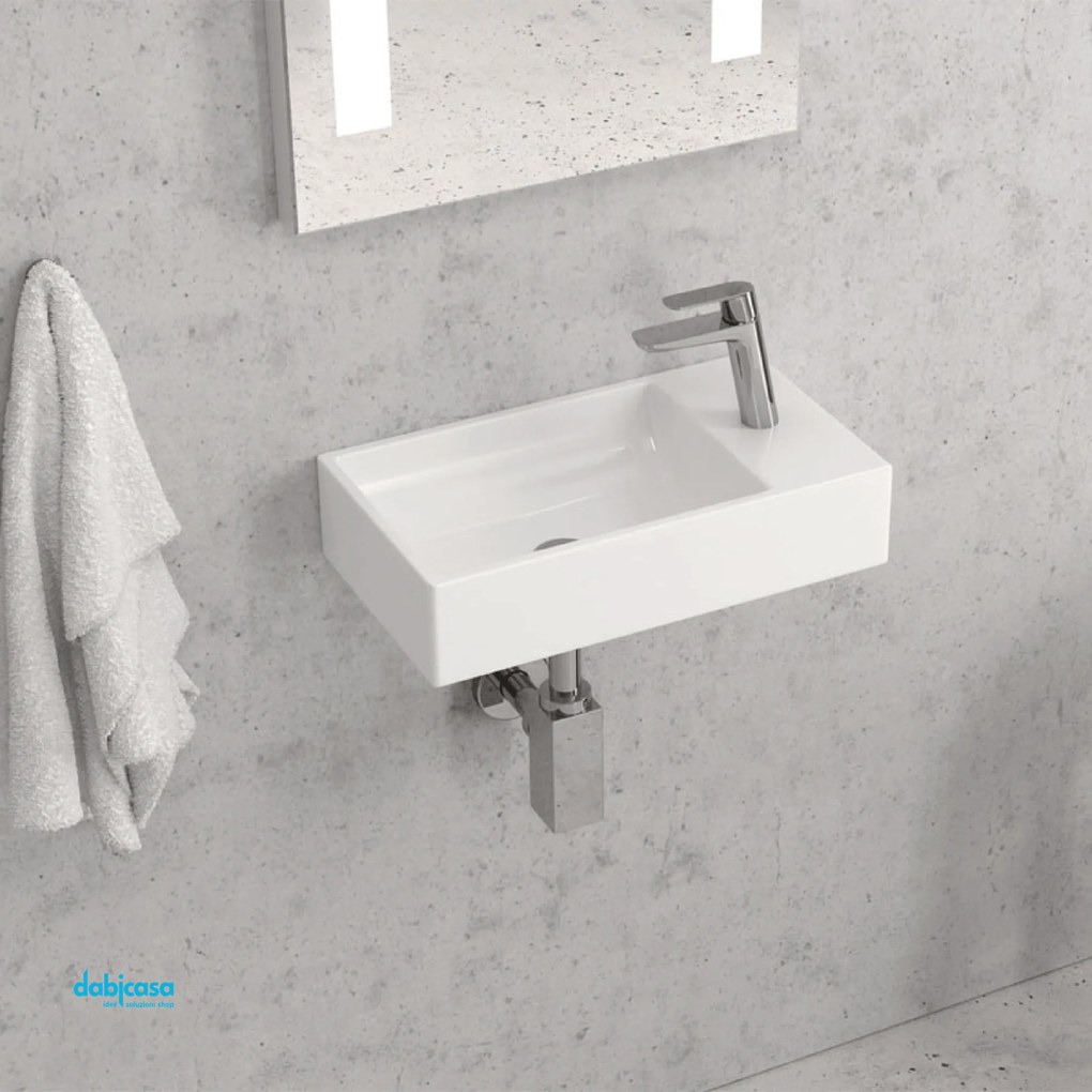 Lavabo Sospeso Da 46x26 Cm Finitura Bianco Lucido