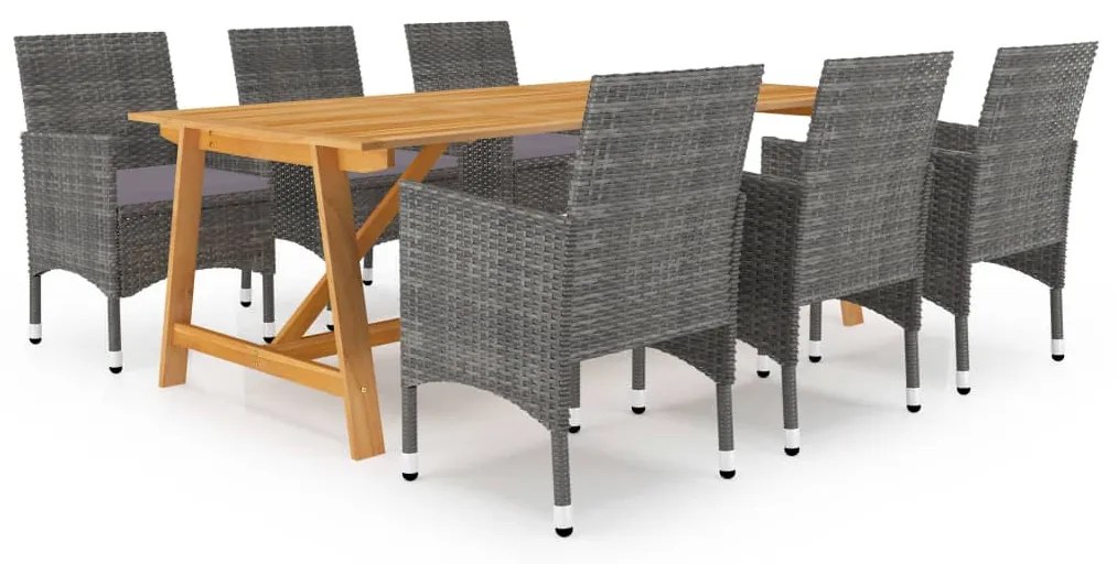 Set Mobili da Pranzo per Giardino 7 pz Grigio