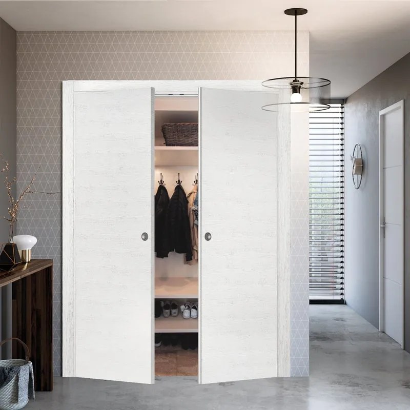 Porta interna a battente Kent in legno colore bianco, L 120 x H 210 cm, apertura reversibile