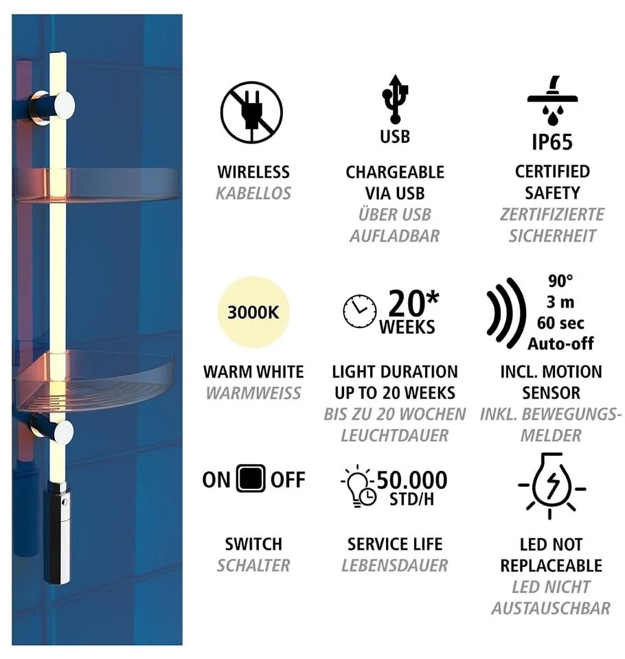 Mensola trasparente autoportante per il bagno - Wenko