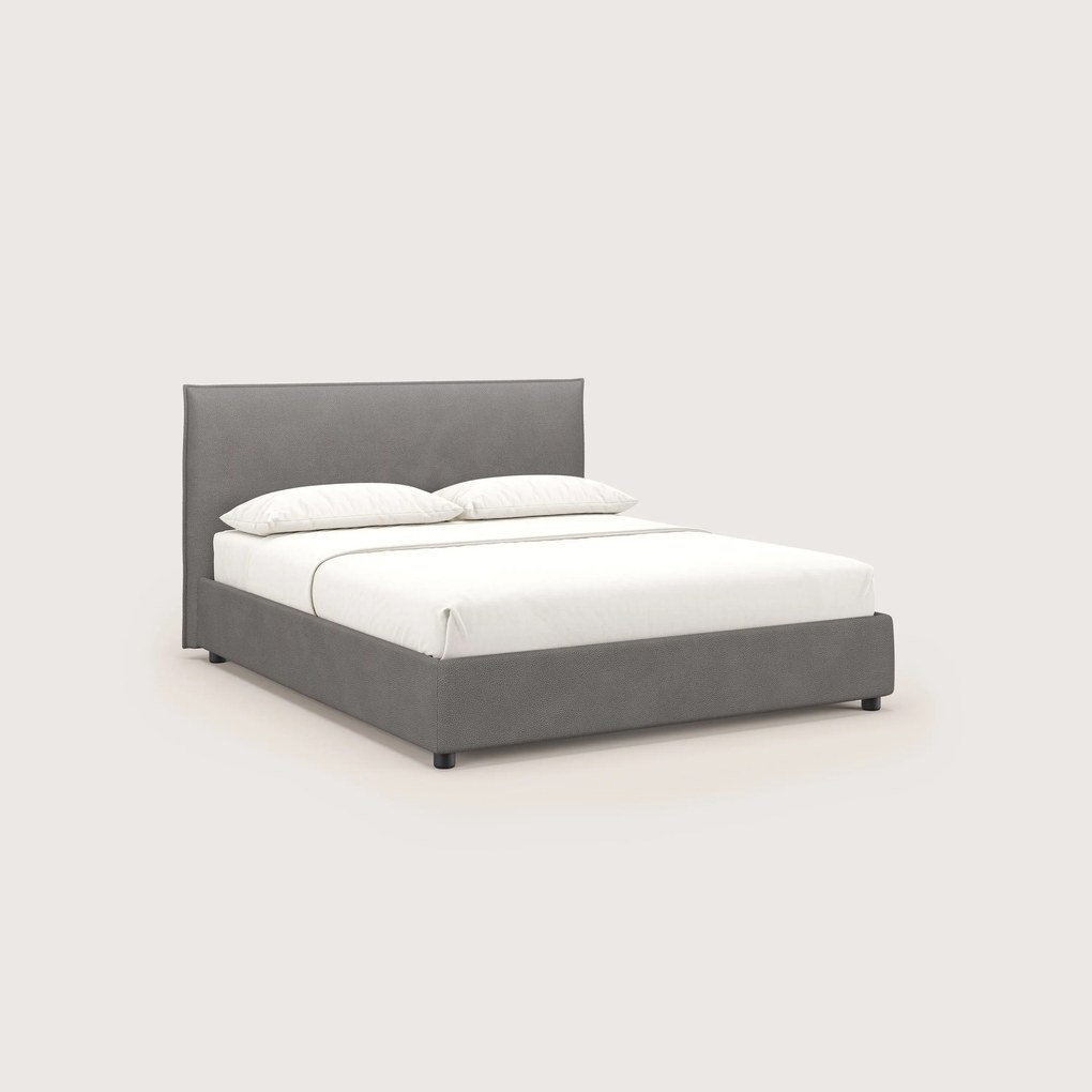 Nina letto contenitore dal design minimal in microfibra effetto pelle smacchiabile antracite
