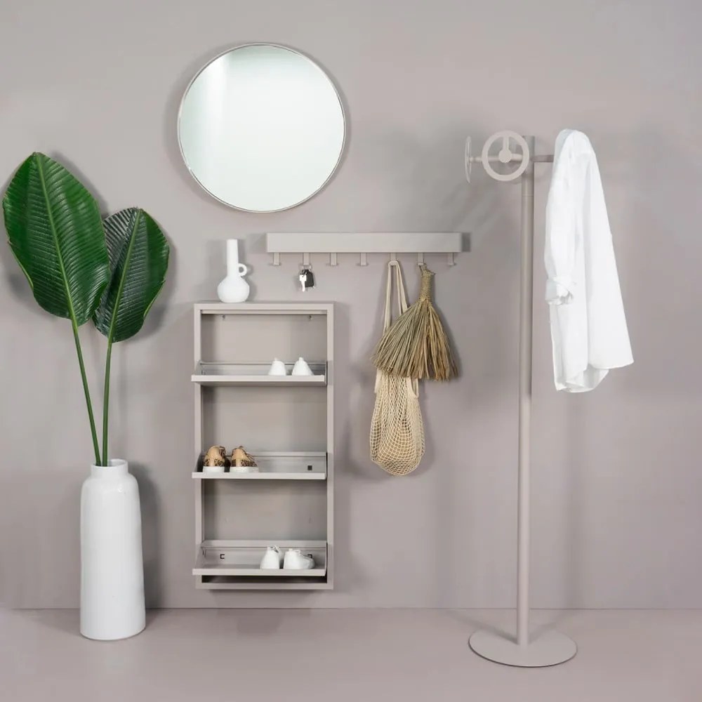 Scarpiera grigio tortora in metallo con ante ribaltabili 50x103x15 cm Billy – Spinder Design