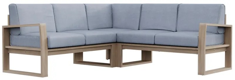 Divano da giardino con cuscino grigio e braccioli Solaris NATERIAL da 5 posti, struttura in acacia marrone seduta in poliestere grigio, L 190 x H 77 x P 66 cm