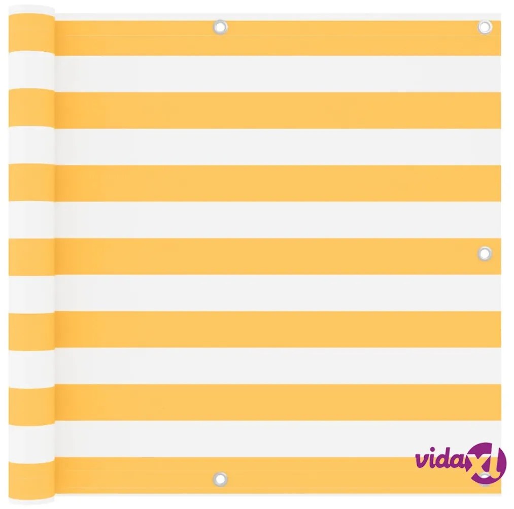 vidaXL Paravento Balcone Bianco e Giallo 90x400 cm Tessuto Oxford