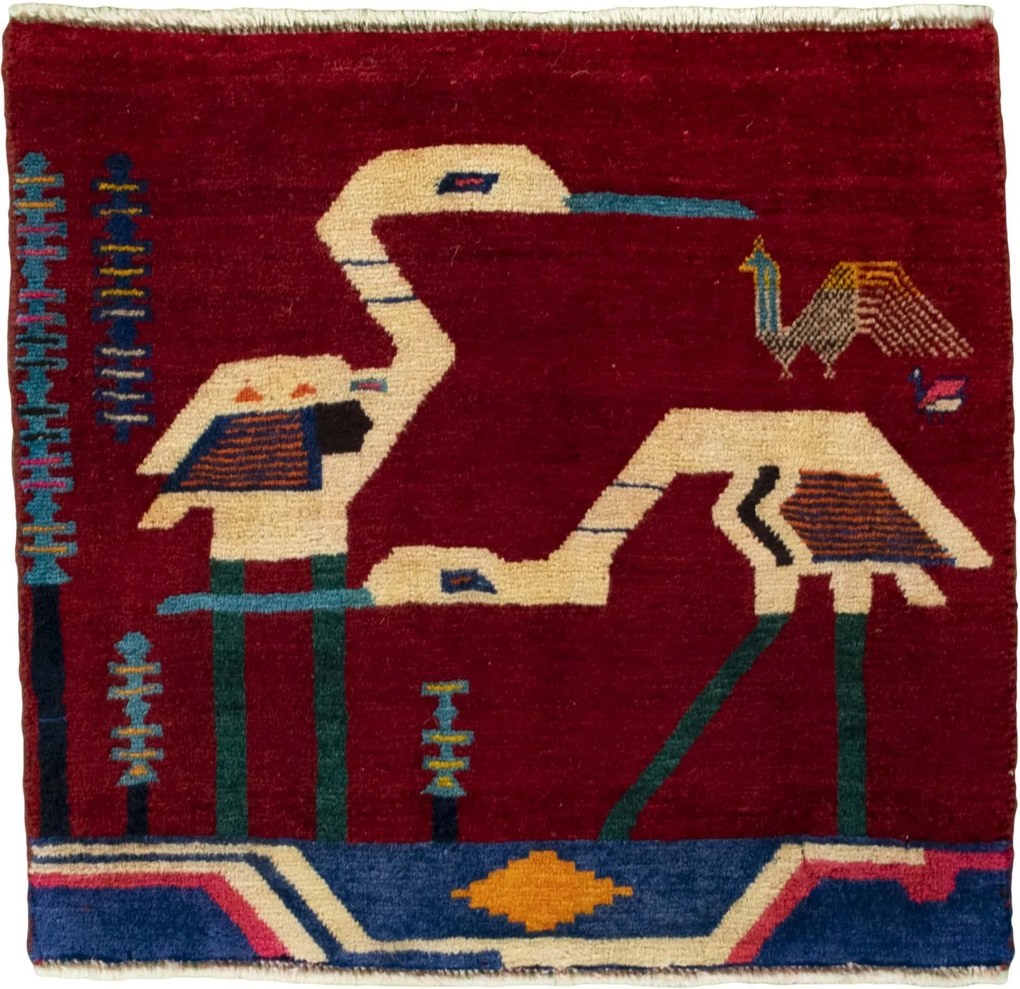 Shiraz Tappeto 60 x 50 Rosso (Iran) Annodato A Mano