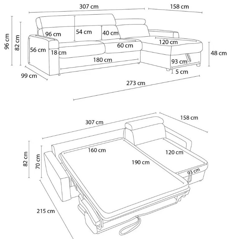 Divano angolare in verde scuro allungabile (con composizione variabile) Monaco – Bobochic Paris