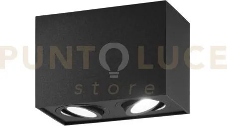 Plafoniera town nera quadrata 2 luci attacco gu10 17,8x9,6x12,5cm