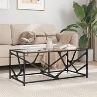 Tavolini con Piano Vetro Trasparente 2 pz 98,5x50x41cm Acciaio 845996