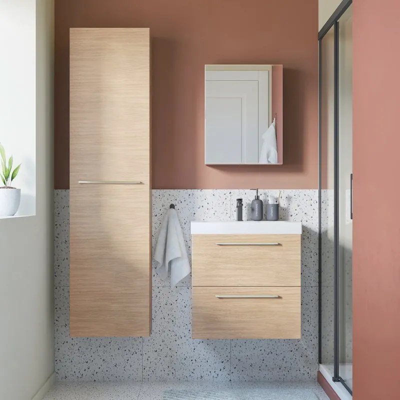 Mobile sottolavabo e lavabo Remix New per vasca centrale rovere chiaro L 75 x H 57.7 x P 33 cm 2 cassetti