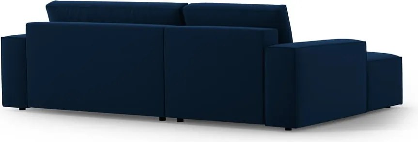 Divano angolare blu scuro allungabile/con contenitore (con penisola a sinistra/con chaise lounge) con rivestimento in velluto Jodie – Micadoni