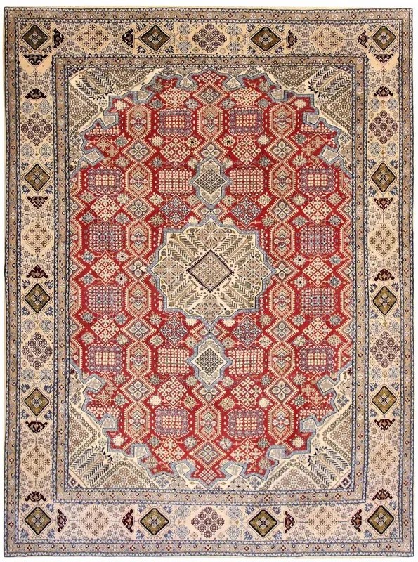 Nain Tappeto persiano 340 x 260 Rosso (Iran) Annodato A Mano