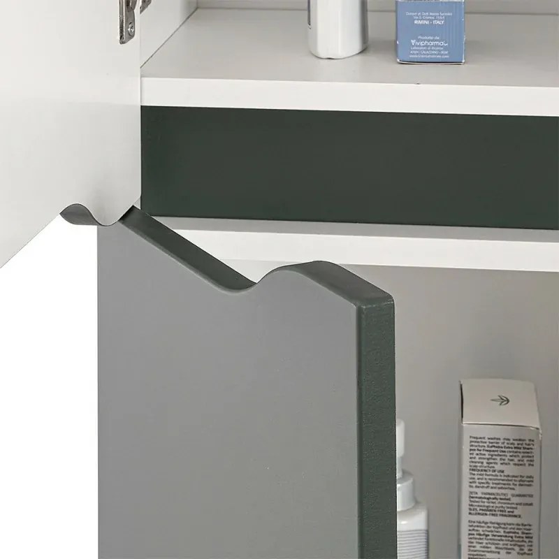 Pensile bagno sospeso 150 H verde con ripiani regolabili Maiori/Minori