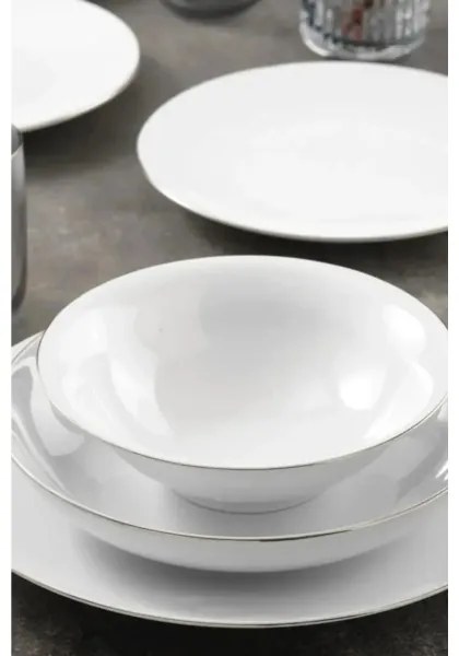 Set da tavola 8 pezzi, bianco/argento, in porcellana