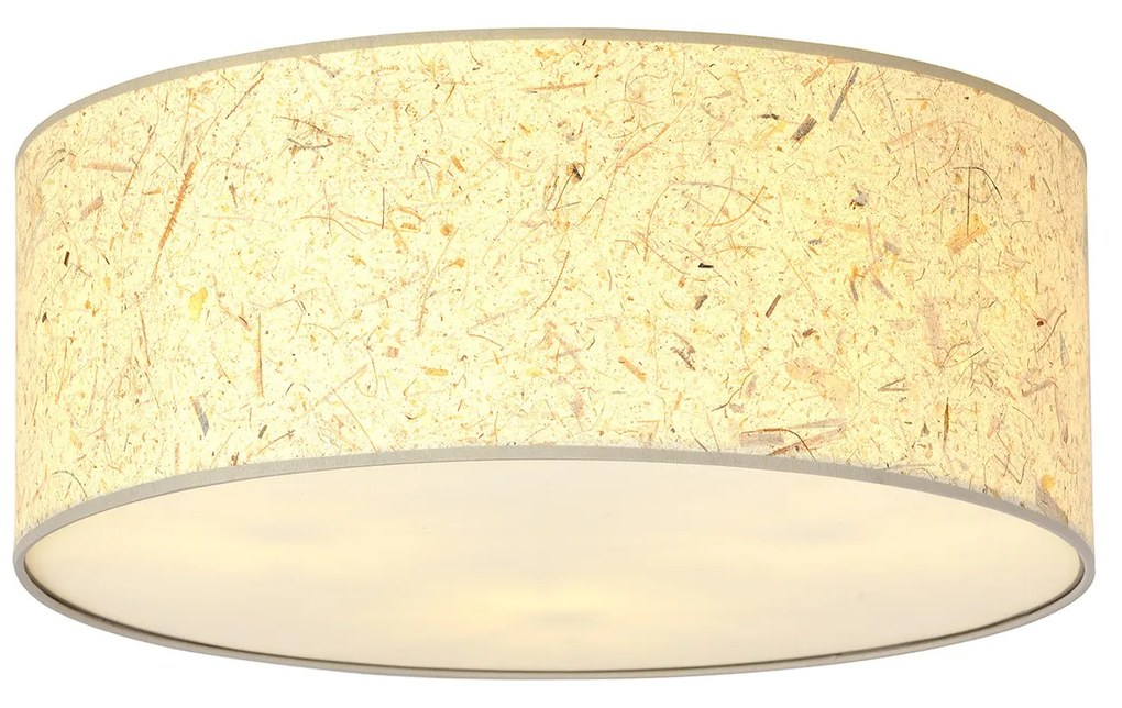 Plafoniera Minimal 3 Luci Drago In Acciaio Bianco E Beige Effetto Sughero