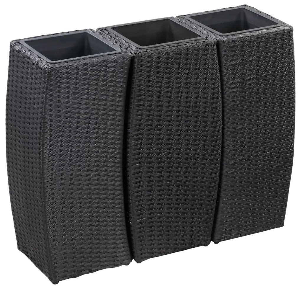 Letti Rialzati Da Giardino 3 Pz İn Polyrattan Nero /