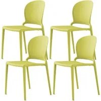 Set 4 Sedie Impilabili 83x48x55 cm in Polipropilene e Fibra di Vetro Jasmine Giallo Limone