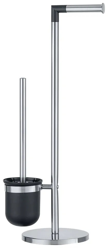 Scopino in argento con porta carta igienica Parus - Wenko