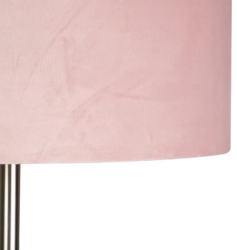 Lampada da terra in acciaio con paralume rosa 50 cm - Simplo