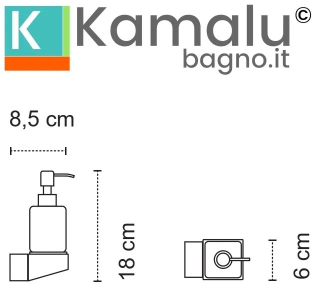 Kamalu - dispenser di sapone sospeso in acciaio inox bianco opaco e vetro opaco | nuevo-b