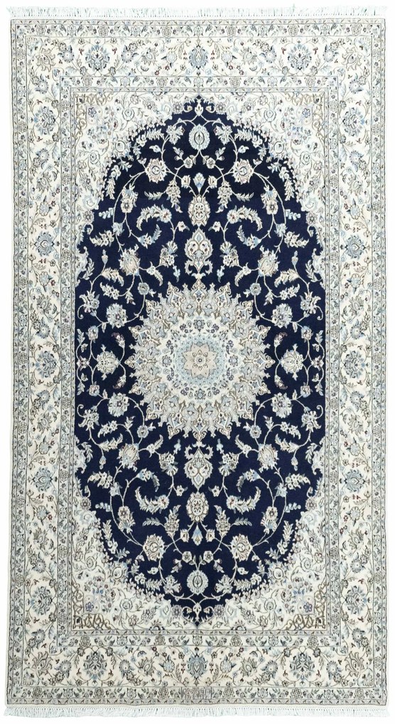 Nain Tappeto persiano 270 x 150 Blu (Iran) Annodato A Mano
