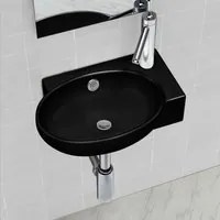 Lavandino in Ceramica Nera Rotondo con Foro Rubinetto/ Trabocco cod mxl 40314