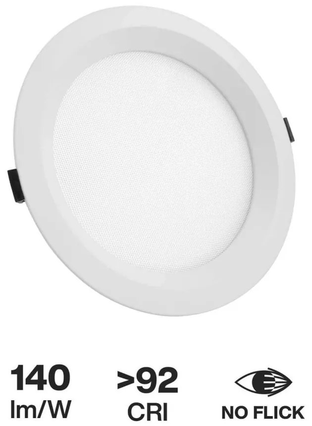 Faro LED da Incasso 44W, Foro Ø210-220mm con driver Philips UGR17 IP54 Colore Bianco Caldo 2.700K
