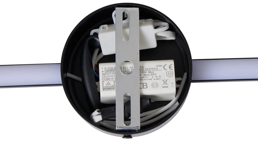 Lampada da parete moderna nera 60 cm con LED integrato - Clockwise