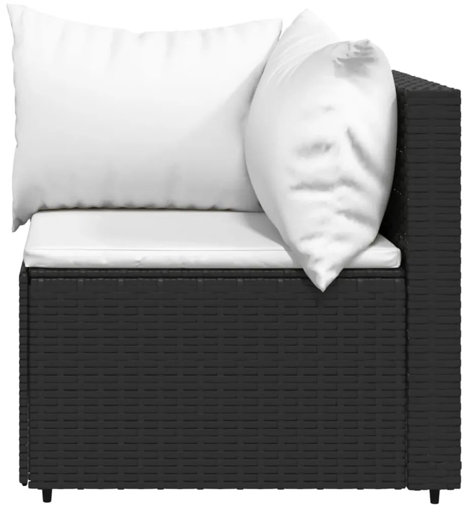 Set divani da giardino 4 pz con cuscini nero in polyrattan