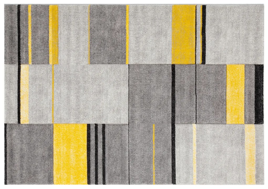 Tappeto 133x190 cm Ray A grigio e giallo