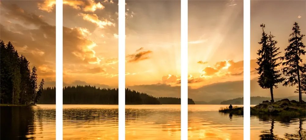 Quadri 5 pezzi – Riflesso del lago di montagna