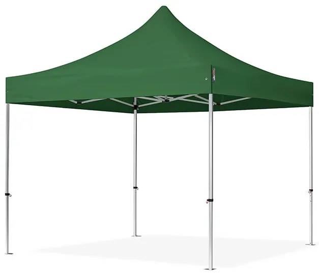 TOOLPORT 3x3m gazebo pieghevole PES con laterali (finestre panoramiche), PROFESSIONAL alluminio, verde scuro - (600145)