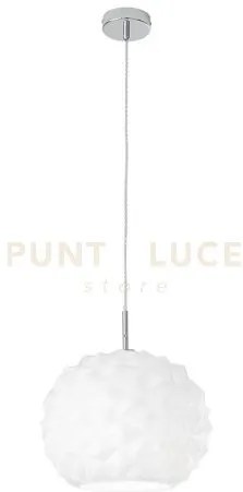 Sospensione in metallo e vetro bianco meteora 1 luce attacco e27 d....