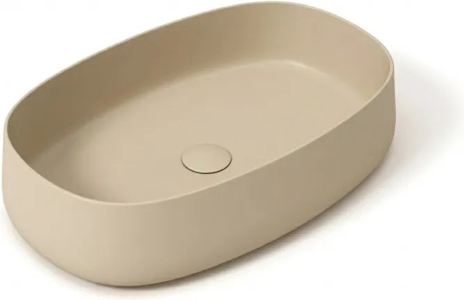 Lavabo da appoggio Wave OLYMPIA CERAMICA ovale in ceramica 60X40 cm beige opaco piletta non inclusa