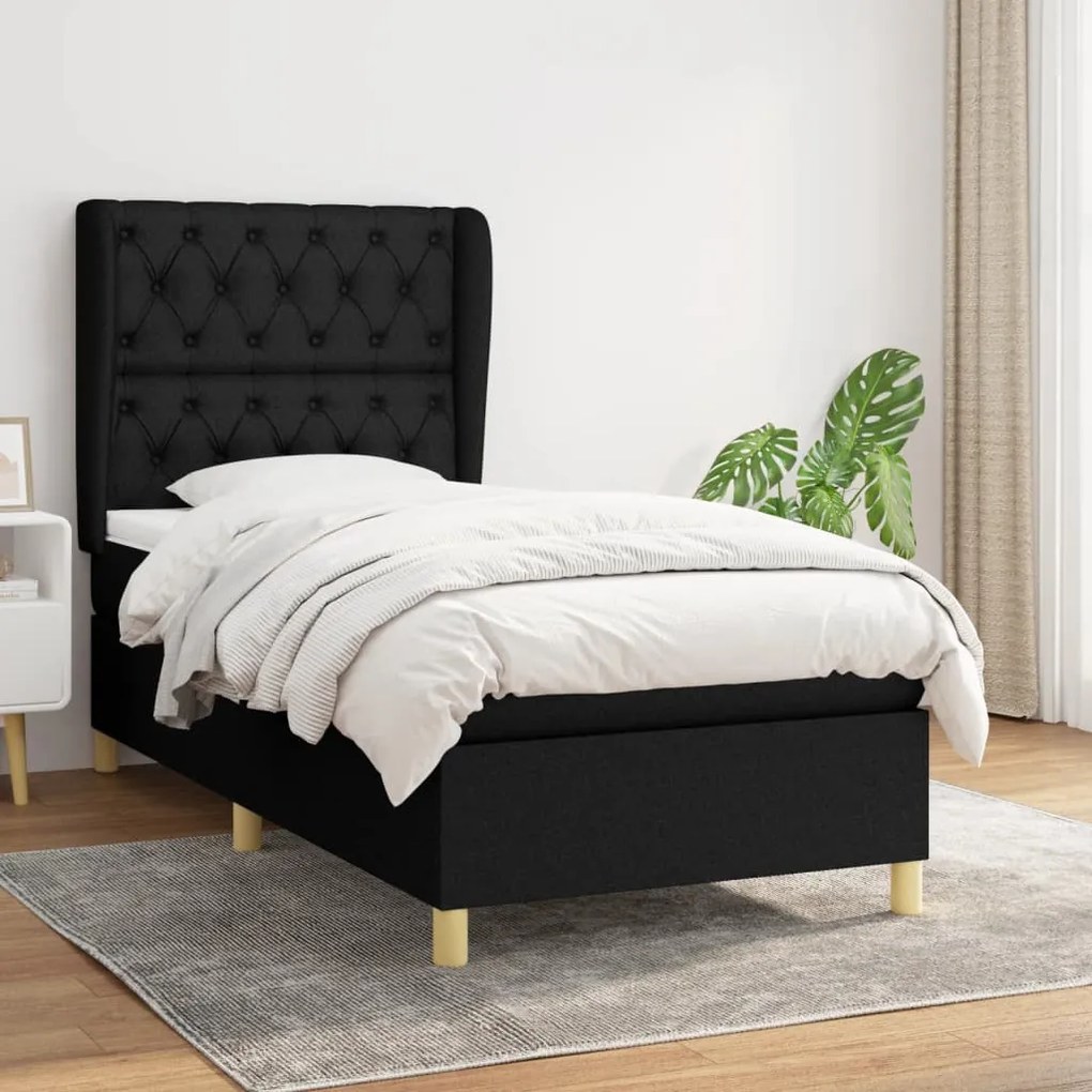 Giroletto A Molle Con Materasso Nero 80x200 Cm İntessuto /