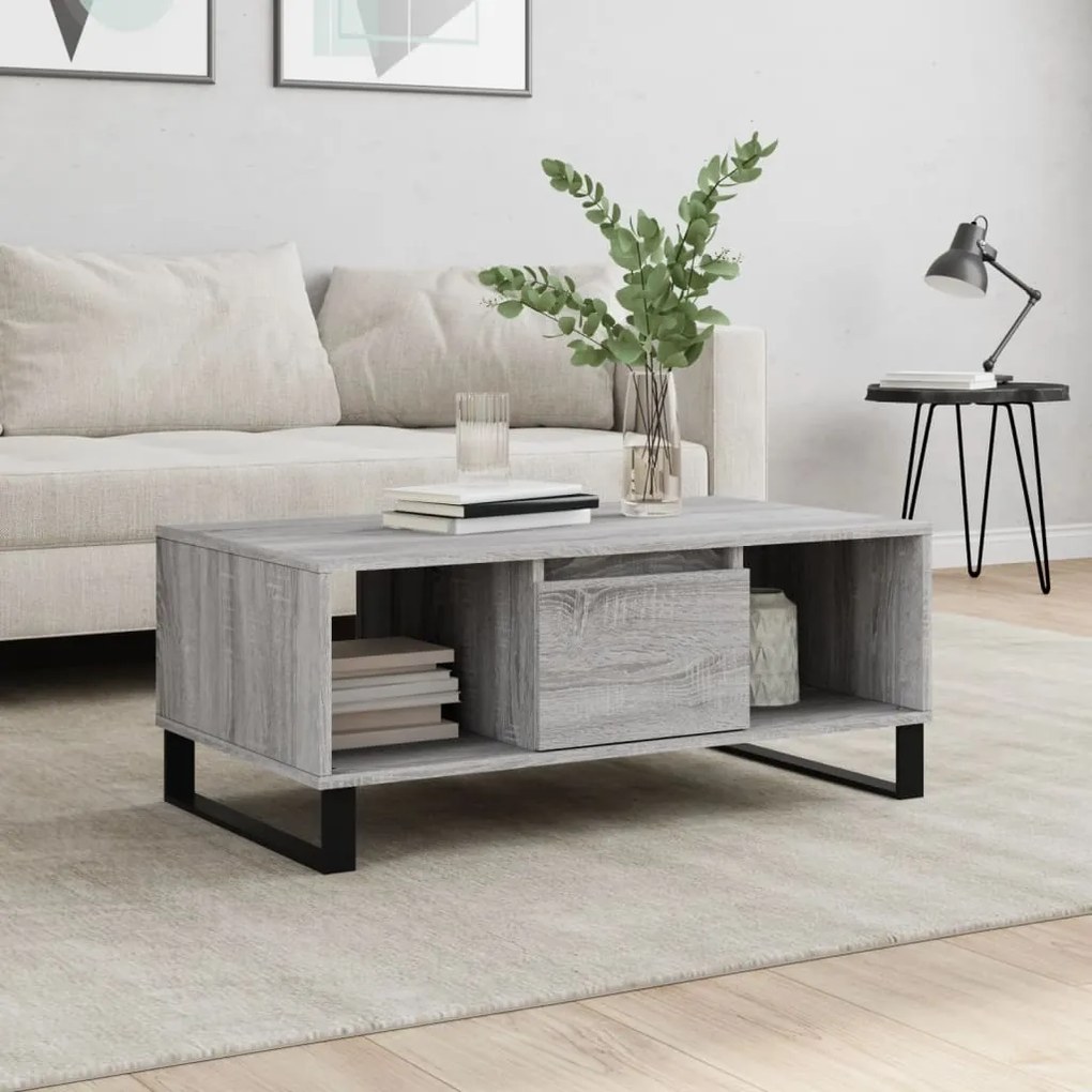 Tavolino Salotto Grigio Sonoma 90x50x36,5 Cm Legno Multistrato /