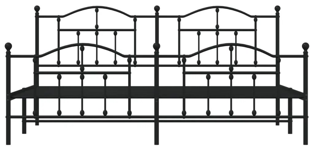 Giroletto con Testiera e Pediera Metallo Nero 193x203 cm