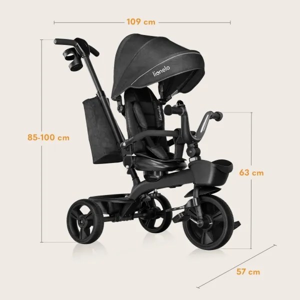 Lionelo - Triciclo per bambini KORI Grey Stone