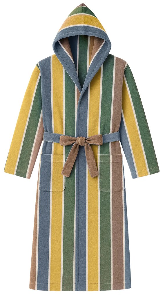 Accappatoio con cappuccio cotone taglia S/M righe blu