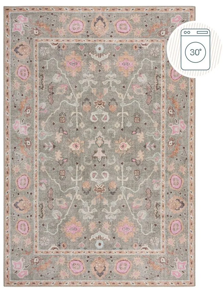 Tappeto verde chiaro lavabile 152x230 cm Una Floral – Flair Rugs