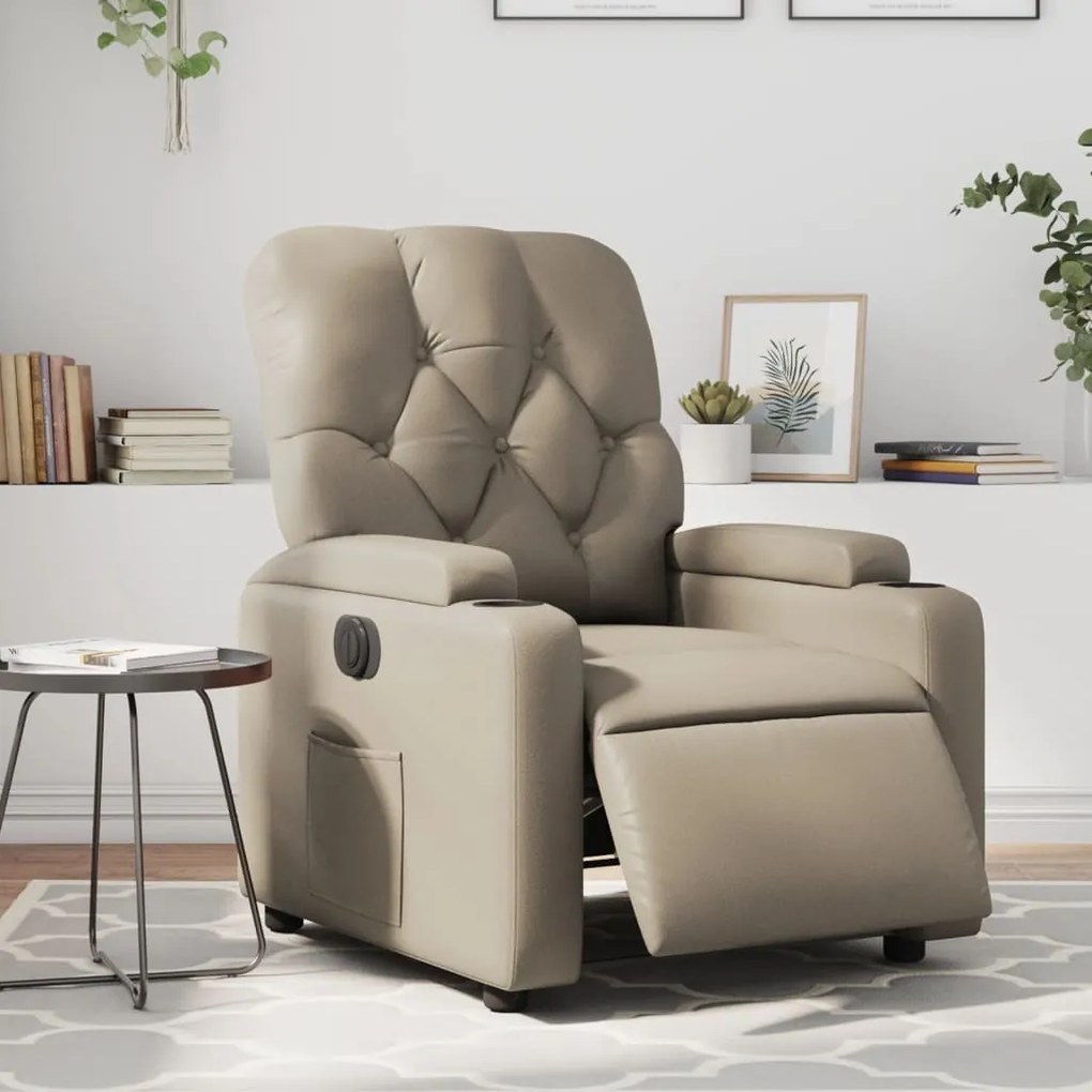 Poltrona Reclinabile Elettrica Cappuccino İn Similpelle /