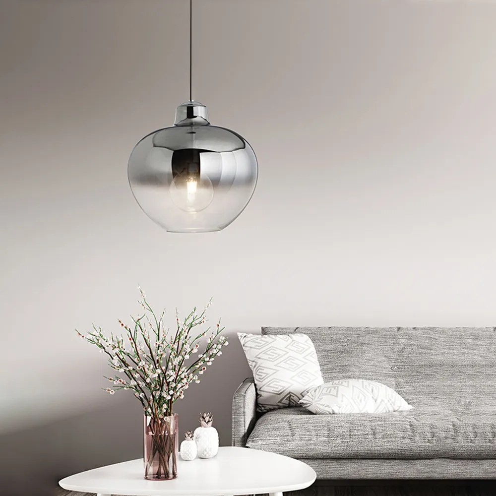 Lampadario Alluminio Contemporaneo Bowl Trasparente 1 Luce E27