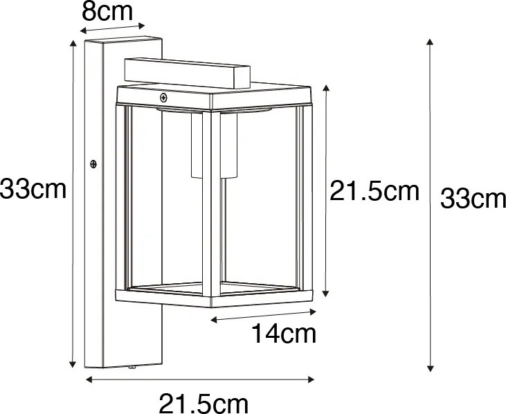 Lanterna da parete per esterni nera IP44 con sensore crepuscolare - Charlois