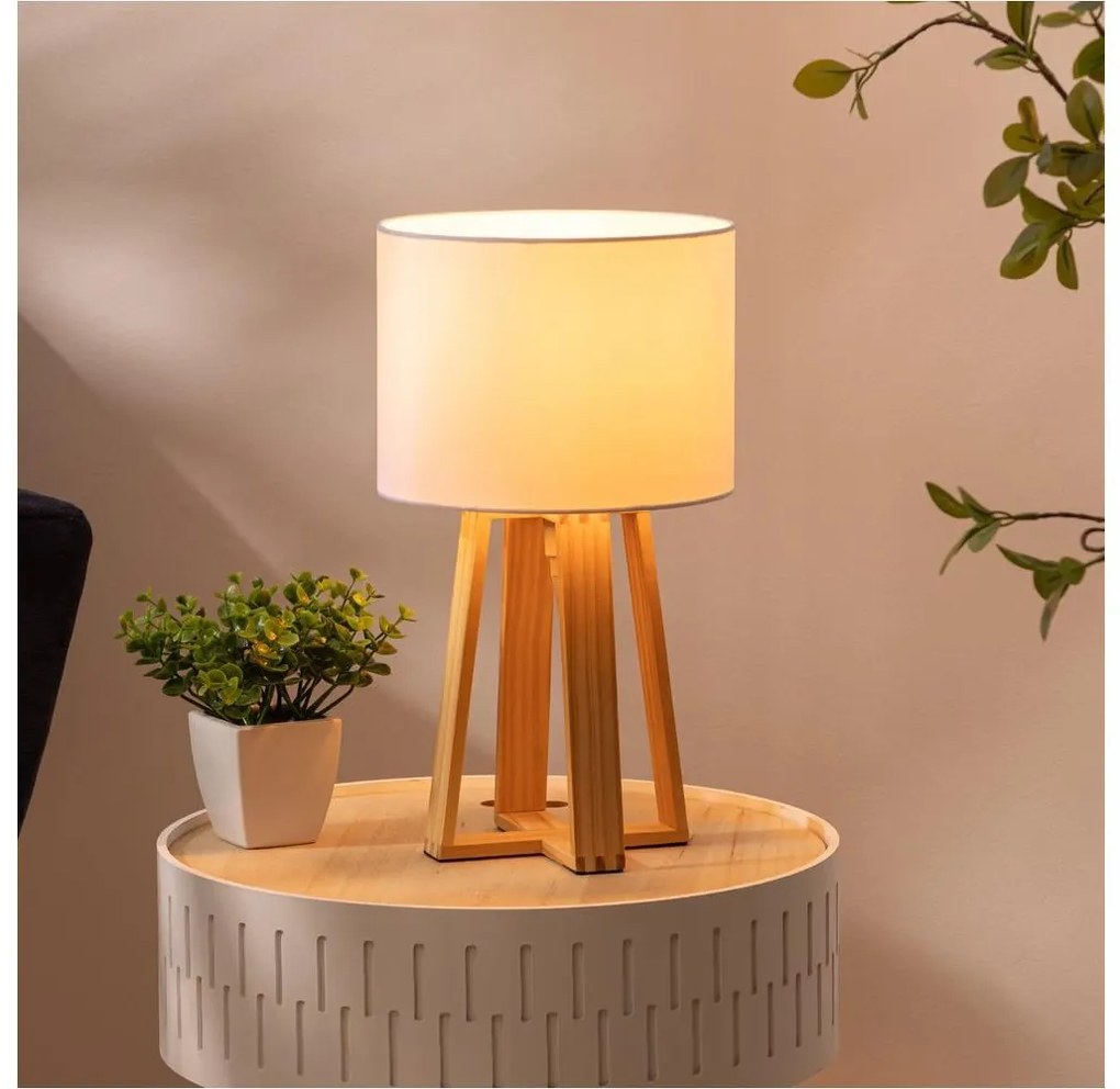 Atmosphera - Lampada da tavolo MOLU 1xE27/25W/230V pino/bianco