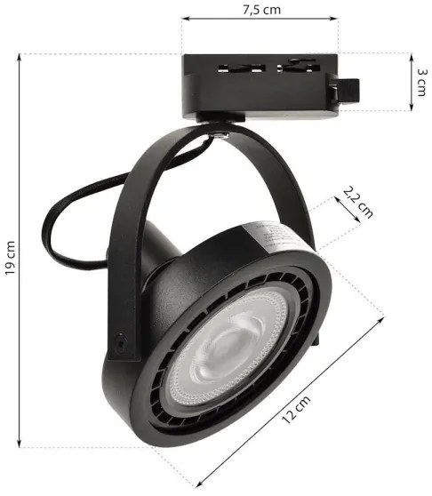 Luce Spot per sistema a binario LUGAR 1xAR111 LUGAR 1xAR111 - GU10/25W/230V