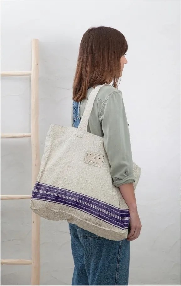 Borsa in tessuto a righe blu, larghezza 42 cm - Really Nice Things