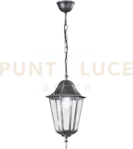 Sospensione firenze nera e silver 1 luce attacco e27 ip44 21x21x136...